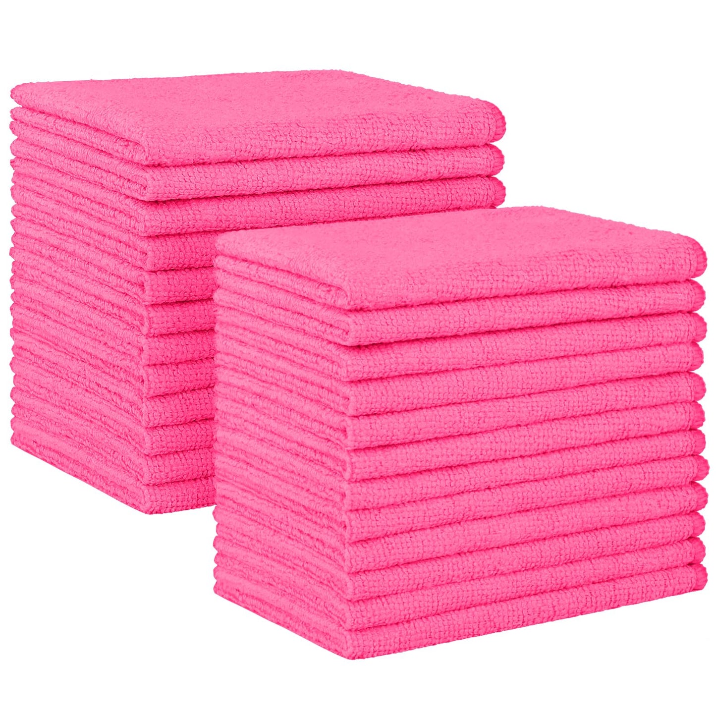 HOMEXCEL Pink Microfiber Cleaning Cloth, 24 Pack Absorbent Cleaning Rags, Lint-Free, Streak-Free Cleaning Towels for Car Kitchen